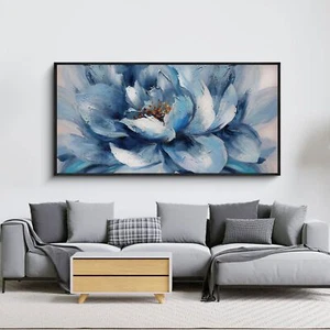 XLSJERST Flower Canvas Wall Art for Living Room - Large White Blue Flower Pic... - Picture 1 of 6