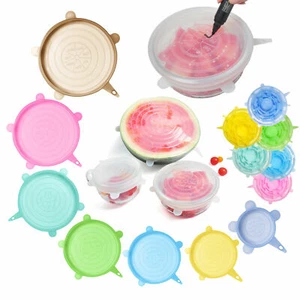 Set of 7 Eco Friendly Reusable Stretchable Silicone Lids Keep Food Fresh - Picture 1 of 6