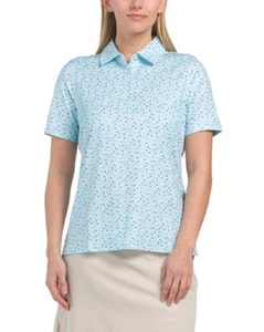 Polo tennis G/FORE donna Aye Papi golf pickleball piccola blu alba $130 - Foto 1 di 7