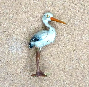 Estatuilla de pájaro garceta pintada en frío miniatura de bronce austriaco de Viena de colección - Imagen 1 de 7