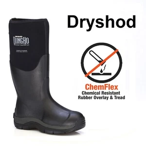 Dryshod Size 8 Men's Dungho Hi Cut Boot Barnyard Tough BLACK DNG-MH-BK - Picture 1 of 11