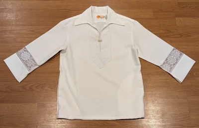 Men's VINTAGE Iolani Hawaiian Shirt White Polyester - M - Image 1 of 4