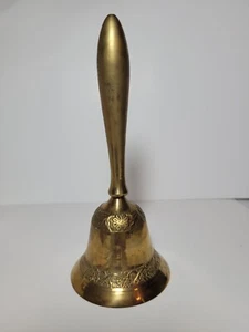 Hand Held Service Bell Polished Brass 7.25" High 3" Wide - Picture 1 of 2
