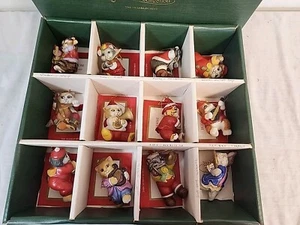 12 Santa Claws Symphony CHRISTMAS Ornaments Franklin Mint Cats Bill Bell's BOX - Picture 1 of 16