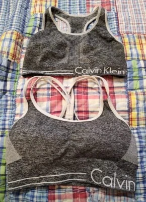 2 Calvin Klein Bras/1 Padded Double Racerback & 1 Medium Performance/Both Small - Image 1 of 4