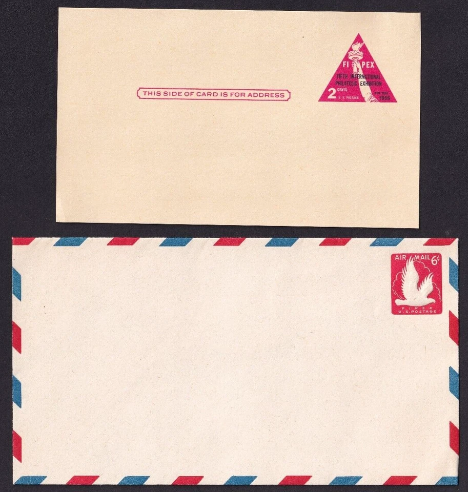 Scott #UX44 & UC25 1956 Airmail Stamped Entire Envelope & Postcard - Image 1 of 1