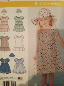 UC Toddler Dress Sun Hat Sewing Pattern Simplicity 1449 Sz 2 3 4 - Picture 1 of 2