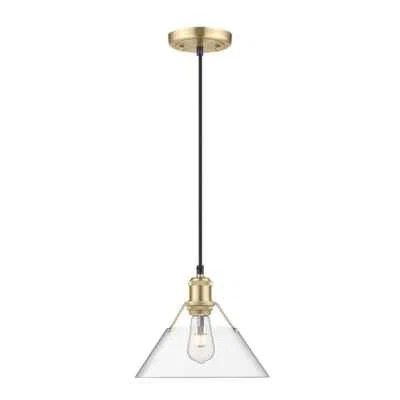 Colgante Golden Lighting Orwell 100W 1 Luz Champán Bronce Cepillado Vidrio Transparente Foto 1 de 4