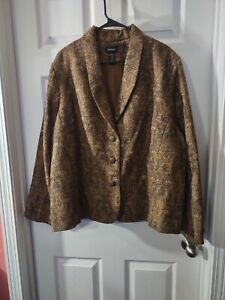 Avenue Blazer Jacket Plus Size 30/32 Bronze And Gold Sparkle