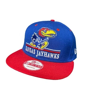 Mens Y2K New Era Kansas Jayhawks College SnapBack Hat - Picture 1 of 7