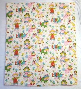 Manta Edredón Bebé Vintage Hecha a Mano Años 60 70 43x51 Perro Gato Conejito Jirafa Niño Niña - Imagen 1 de 8