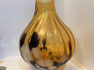 Tortoise Shell Art Glass Amber vase Hand Blown Brown 10.5”Large 3.5lb - Picture 1 of 6