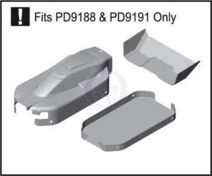 Pd9193 Thunder Tiger SH XB/XXB Body Clear "X-Type" Including Wing & Underbody - Picture 1 of 1