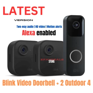 Blink Video Doorbell + 2 Outdoor 4 Smart Security Cameras (4th Gen) with Sync 2 - Picture 1 of 6