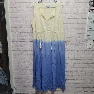 Vestido Only Necessities Talla Grande 1X Borla Ombre Maxi Sin Mangas Algodón Gauzy Boho Foto 1 de 4