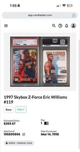 1997 SKYBOX Z-FORCE | RAVE #169/399 ERIC WILLIAMS 119 PSA 7! Only 1 Card Higher - Picture 1 of 4