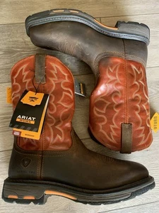 Stivali da lavoro uomo ARIAT WorkHog punta quadrata punta acciaio mattone terra scura 9,5 EE NUOVI - Foto 1 di 7