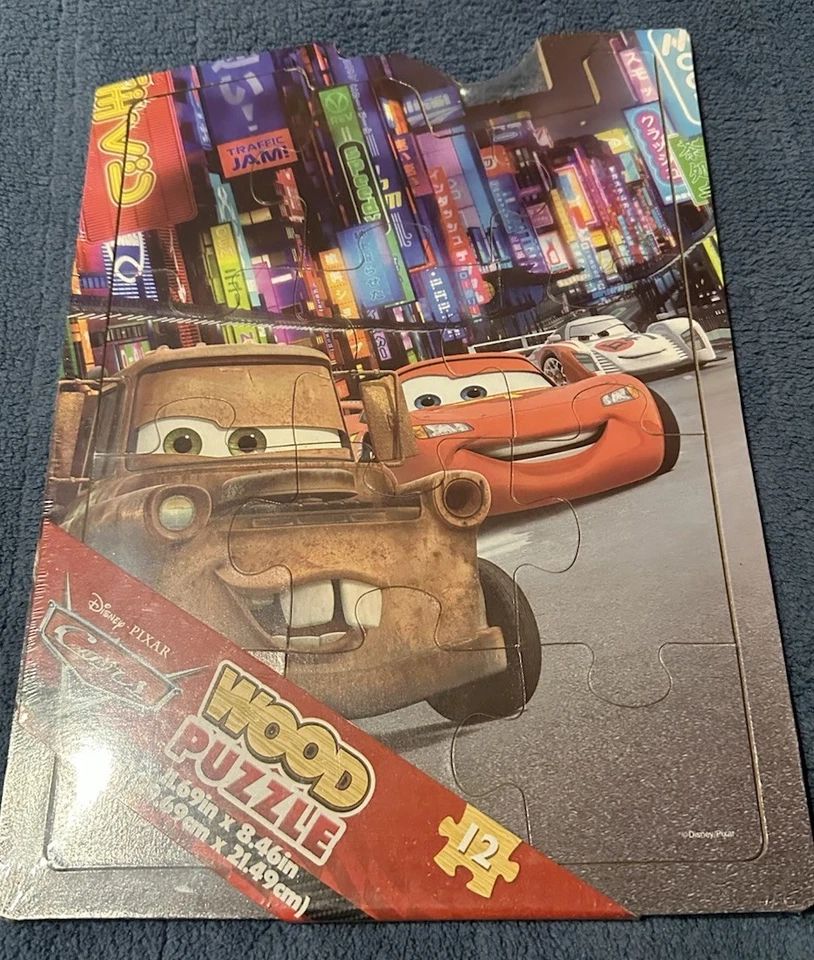 Quebra-cabeça de madeira Disney Pixar Cars 12 peças novo em folha - Imagem 1 de 1