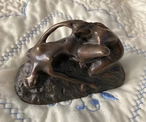 J M Lambeaux Bronzeskulptur zweier Frauen - Erotik Figur - signiert - Bild 1 von 9