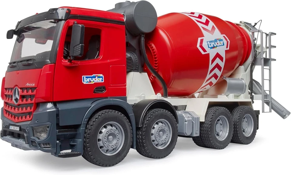 BRUDER 03655 - scala 1:16 - CAMION BETONIERA MERCEDES BENZ AROCS ROSSA - NUOVO - Immagine 1 di 4