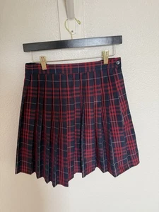 Dennis Hamilton Red Blue Plaid Knife Pleat School Uniform Skirt, Girls 12 - Picture 1 of 3