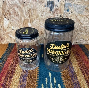 Etiqueta tapa tarro mayonesa vintage Duke's C.F. Lote de 2 Sauer Co Richmond VA LEER - Imagen 1 de 16