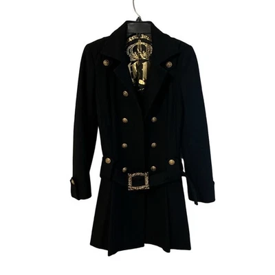 Chaquetón negro Guess estilo militar doble botonadura mezcla lana XS vintage Y2K Foto 1 de 4