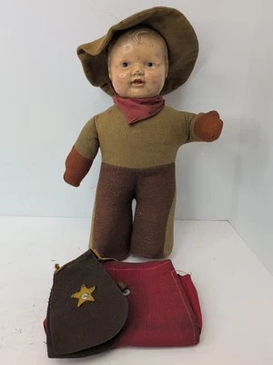 Boneca de pano/compo/copo antiga de 12 pol. cowboy toda original #o - Imagem 1 de 4