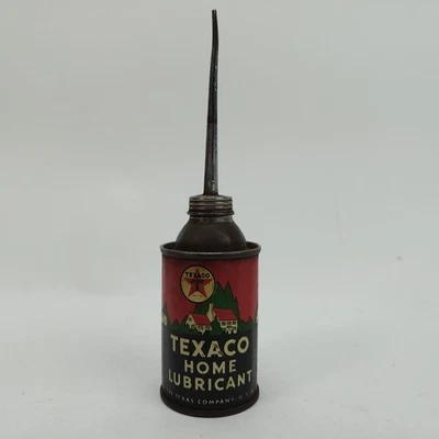 Lata de aceite vintage original "Texaco Home Lubricant" de 3 oz con boquilla VACÍA Foto 1 de 4
