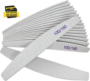 Nail Files (12 Pack), 100/180 Grit Wooden Emery Board Nail File Double Sided Woo - Picture 1 of 7