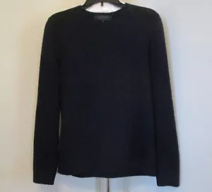 RAG & BONE NAVY MARINO WOOL & LEATHER COMBO CREW NECK LONG SLEEVE SWEATER, M - Picture 1 of 10
