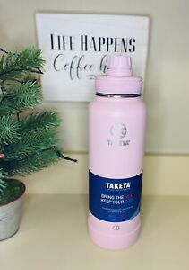 Takeya Actives Insulated Stainless Steel Water Bottle Spout Lid 40 oz Blush Read
