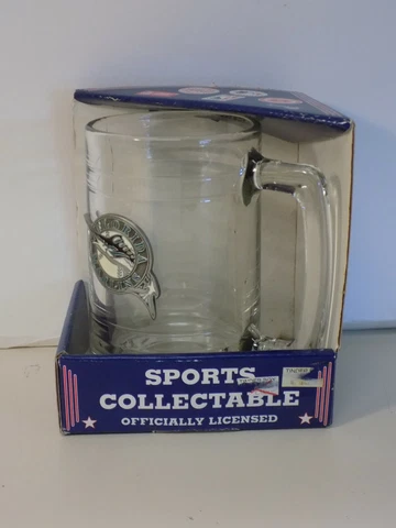 MLB Florida Marlins Large Beer Glass w/ Pewter Logo Emblem Cover