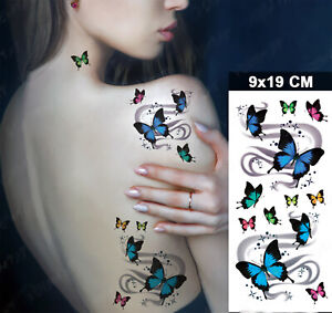 Temporäres Tattoo SET Schmetterlinge Love Liebe Herz Blumen Butterfly Flower