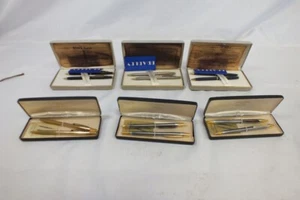 Vtg Bradley Silver Cloud Black Gold Corporate Blue Astramatic Pen Pencil Set LOT - Picture 1 of 8