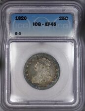 1820 Capped Bust Quarter B-3 ICG EF45 XF45 Beautifully Toned!