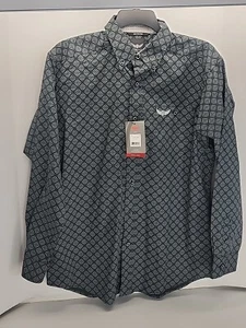 Ariat Relentless Black Mens Large Longsleve Button Up Geometric Western Wear New - Picture 1 of 8