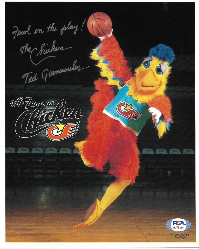 Ted Giannoulas The Famous San Diego Chicken Signed 8x10 Photo PSA/DNA COA #4 - Image 1 of 1