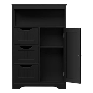 Black Bathroom Cabinet Storage Organizer w/3 Drawers Shelf Stuff Display Rack - Picture 1 of 23