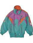 VINTAGE Girls Loose Fit Graphic Padded Jacket 10-11 Years Blue Colourblock BA03