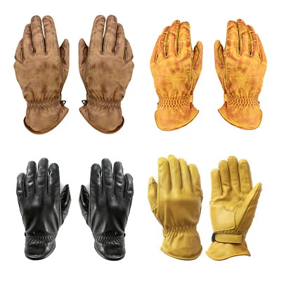 Men Motorcycle Leather Gloves Vintage Glove Biker Touring Leather Gloves - Image 1 of 2