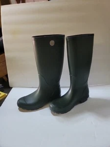 UGG Australia Women's Shelby Matte  Green 14" Tall Rain Boots Size 5 - Picture 1 of 8