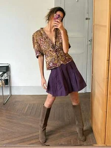 Minifalda plisada púrpura vintage Miu Miu, hecha en Italia diseñador escuela niña Sk - Imagen 1 de 10