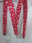 Red + White stars fabric handmade lanyard safety clip ID badge holder Xmas gift 