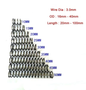 10 x Spring Steel Compression Pressure Spring Wire Dia 3.0mm Powerful OD 16-40mm - Picture 1 of 3
