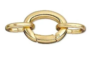 Broche, 2 grandes chapados en oro 20x16 mm fianza con bisagras de cierre automático con anillos de salto ovalados - Imagen 1 de 2