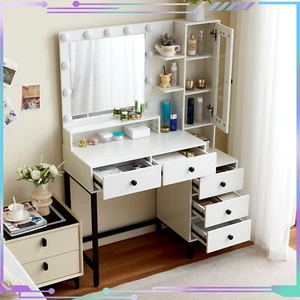 New Dressing Table with LED Lighted Mirror and Drawers & Shelves Vanity Desk - Picture 1 of 11
