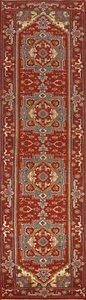 Timeless Charm Heriz Serapi Indian Hand-Knotted Hallway 12' Runner Rug 2x12 ft. - Picture 1 of 19