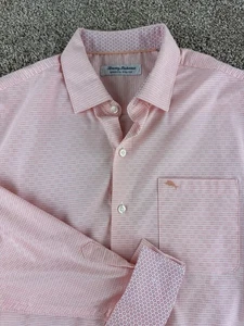 Tommy Bahama Shirt Men's Medium Salmon Sarasota Stretch Flip Cuffs Button Up - Picture 1 of 10