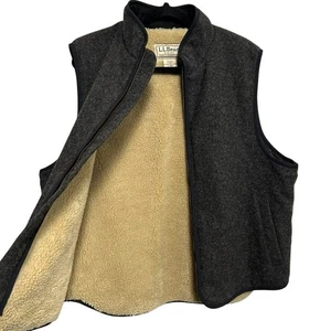 Vtg LL Bean Wool Sherpa Lined Vest L Workwear Outdoor Hunt Jacket Gorpcore - Picture 1 of 16